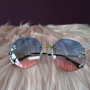 Crystal-Embellished Gradient Sunglasses (NWOT)